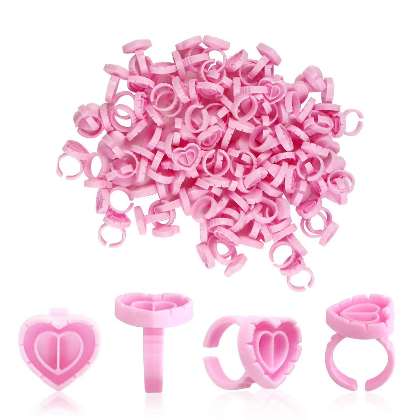 1 pack of 100 Heart Shaped Glue Rings