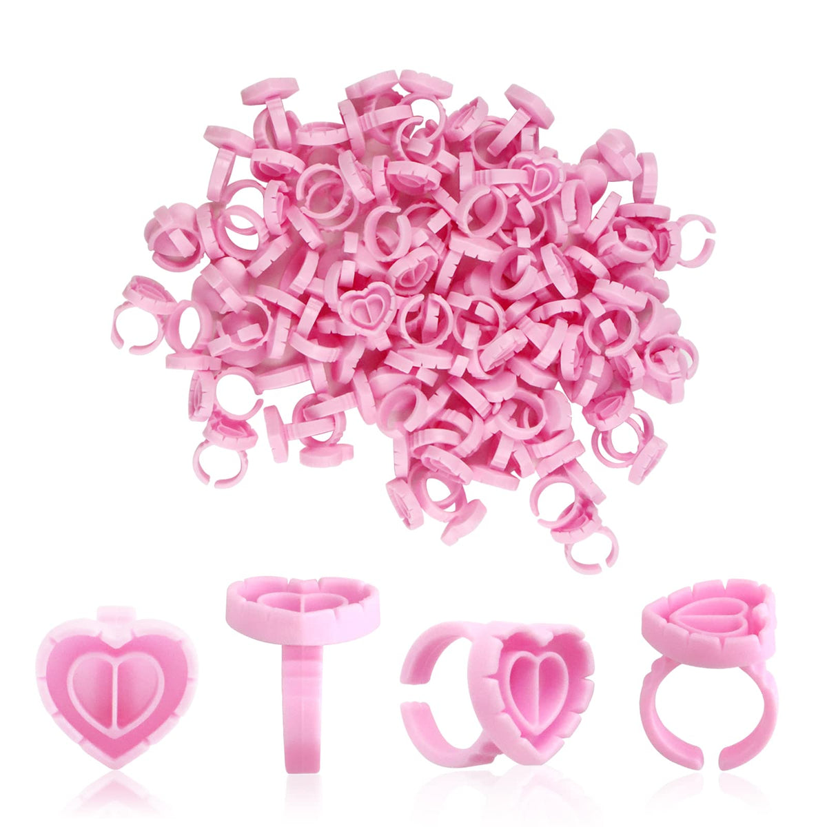 1 pack of 100 Heart Shaped Glue Rings